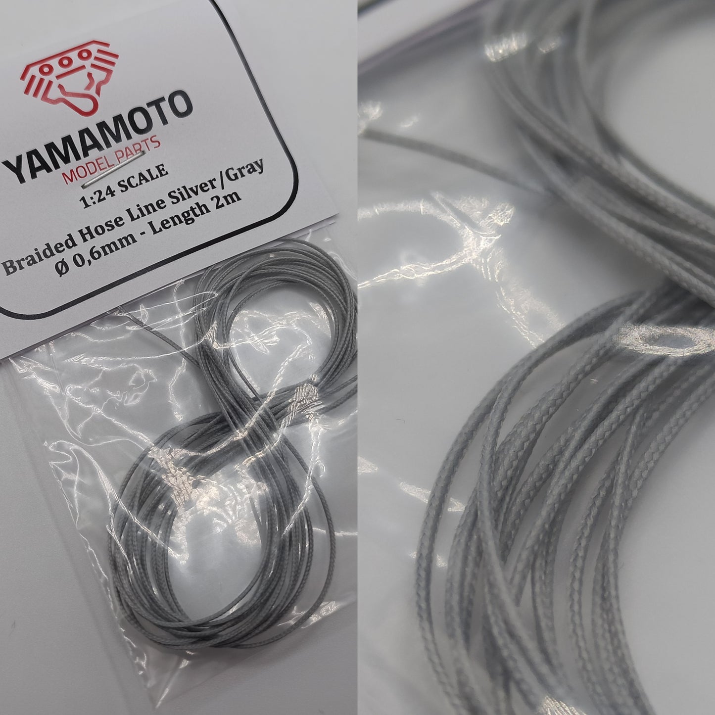 BRAIDED HOSE LINE SILVER 0,6MM 2M